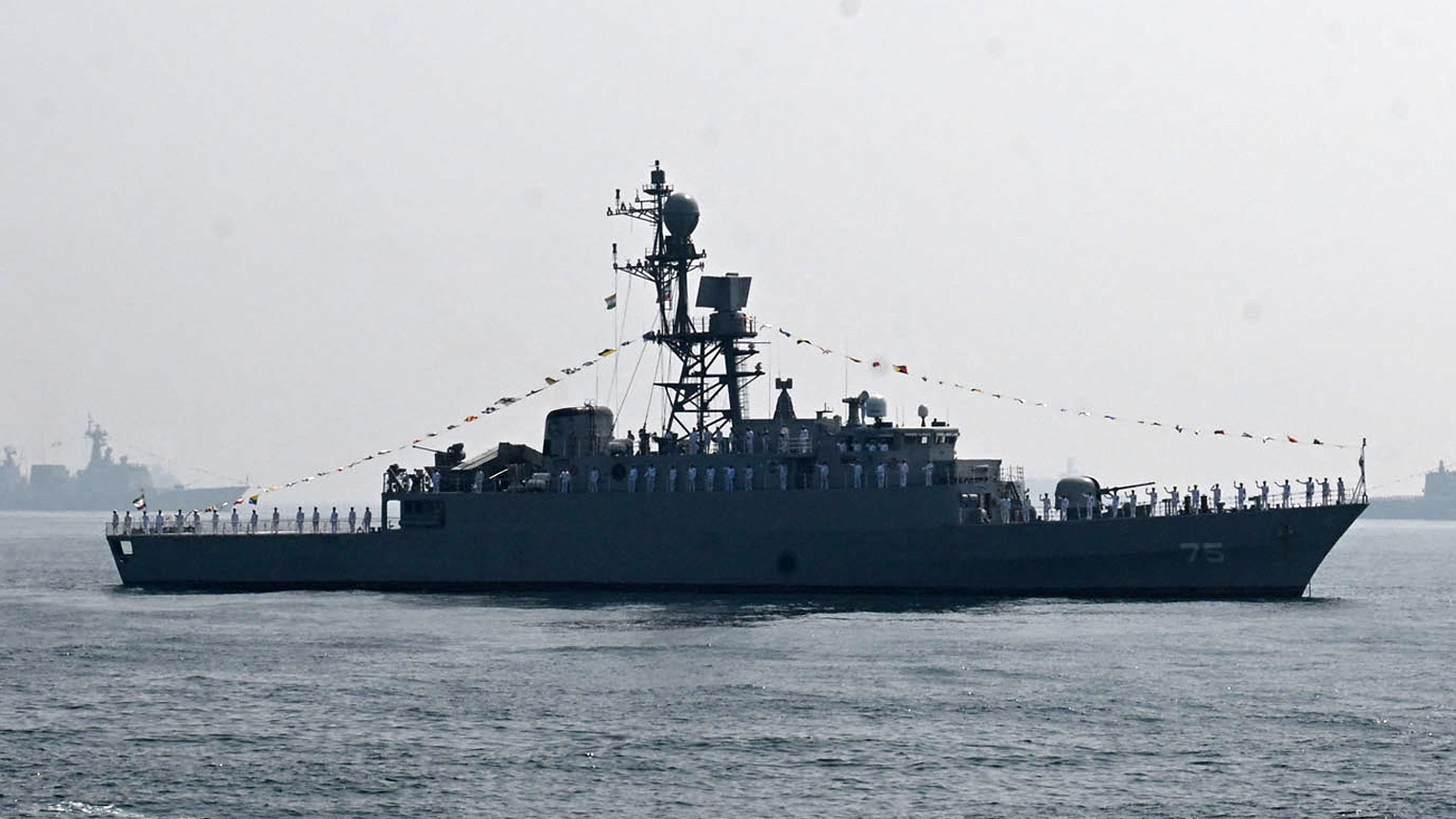 India has allowed an Iranian warship to dock as a humanitarian gesture.