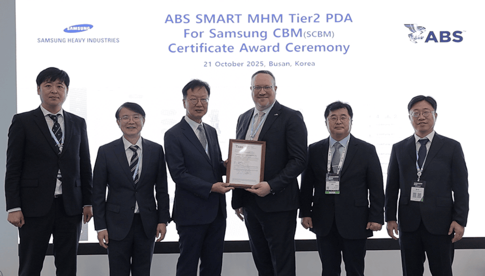 ABS :Condition-Based Maintenance System from Samsung Heavy Industries Gets MART (MHM) Tier2 PDA